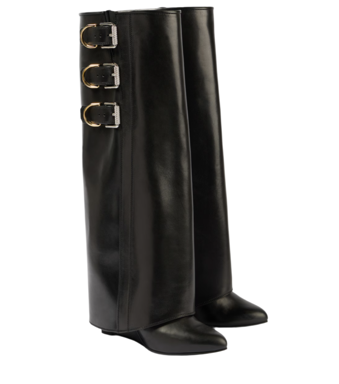 Shark Lock Buckles 90 leather knee-high boots