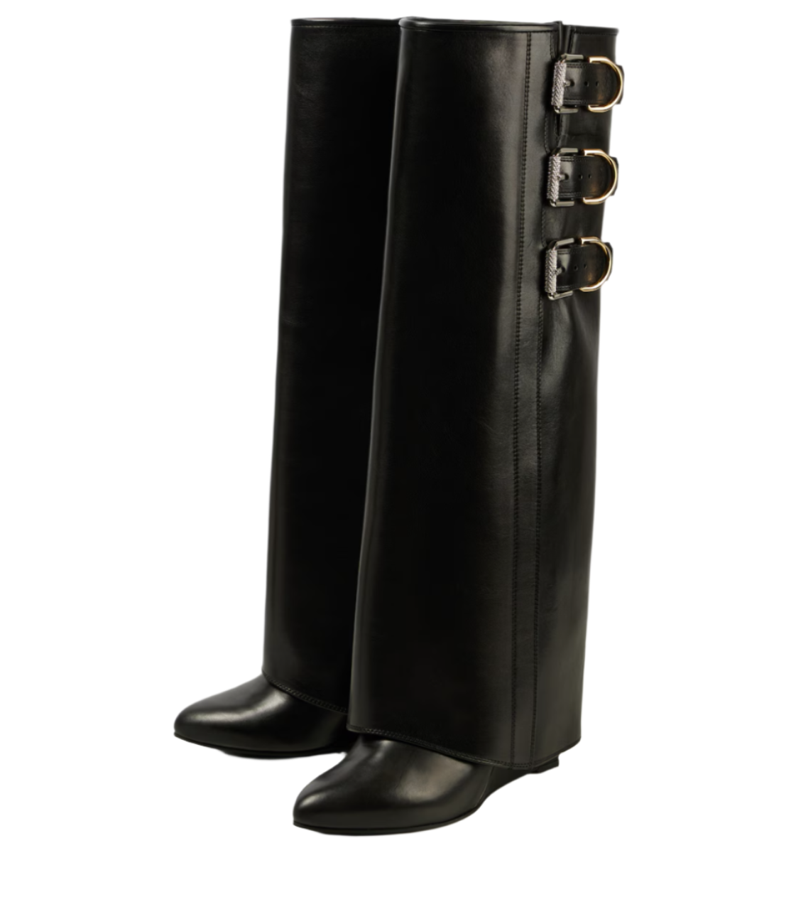 Shark Lock Buckles 90 leather knee-high boots