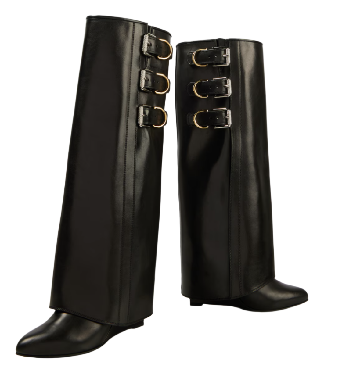 Shark Lock Buckles 90 leather knee-high boots