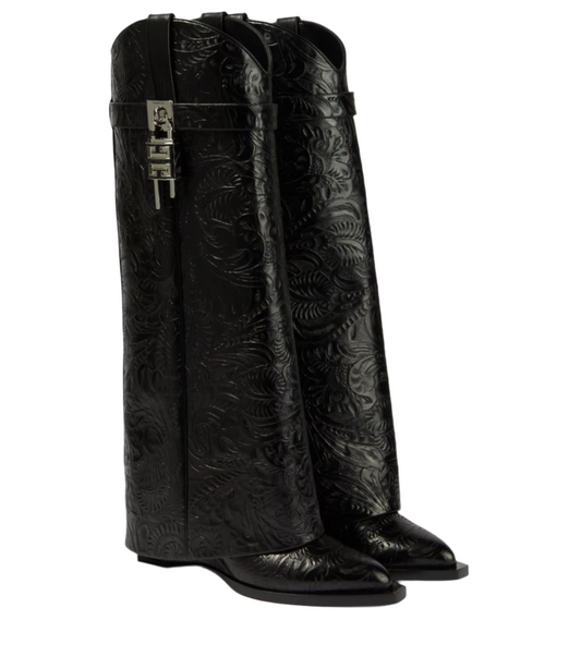 Shark Lock Cowboy leather knee-high boots