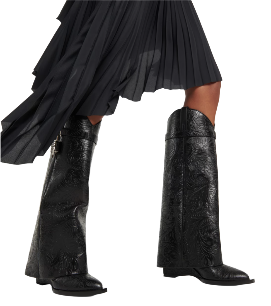 Shark Lock Cowboy leather knee-high boots