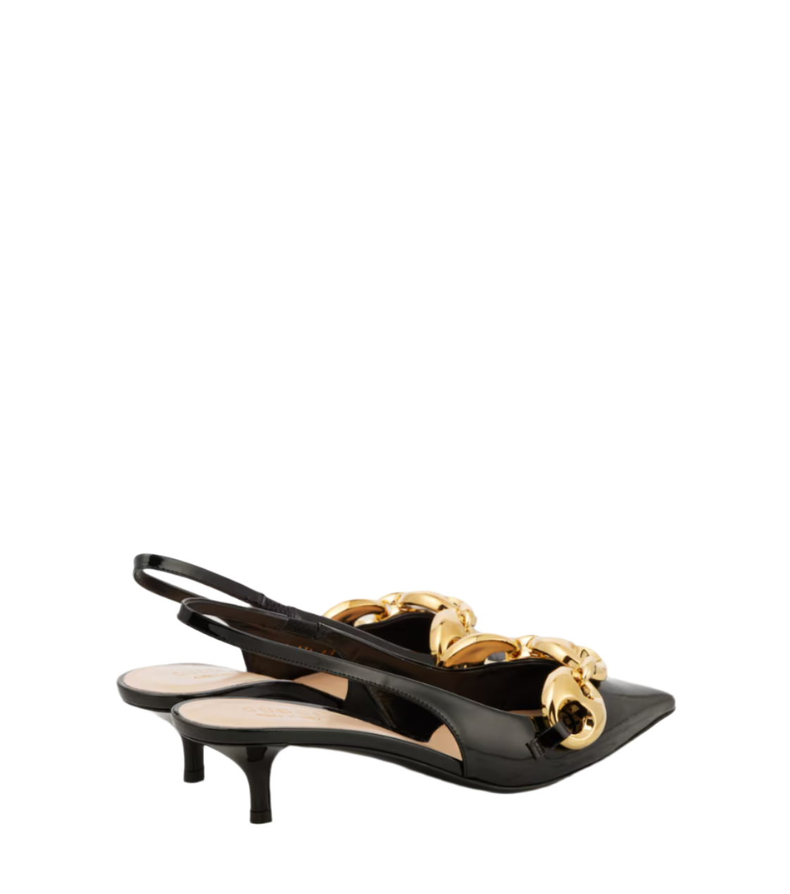 Marina Chain patent leather slingback pumps