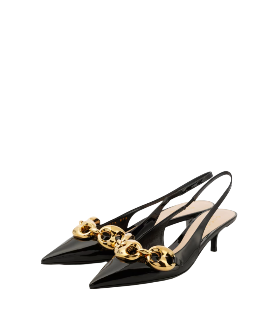 Marina Chain patent leather slingback pumps