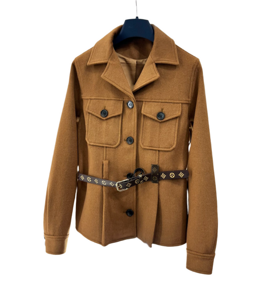 Lapel Belt Woolen Coat