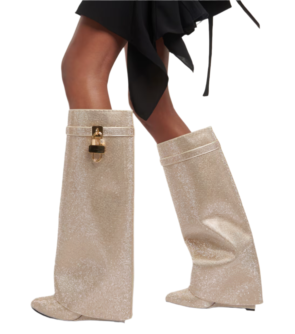 Shark Lock embellished knee-high boots