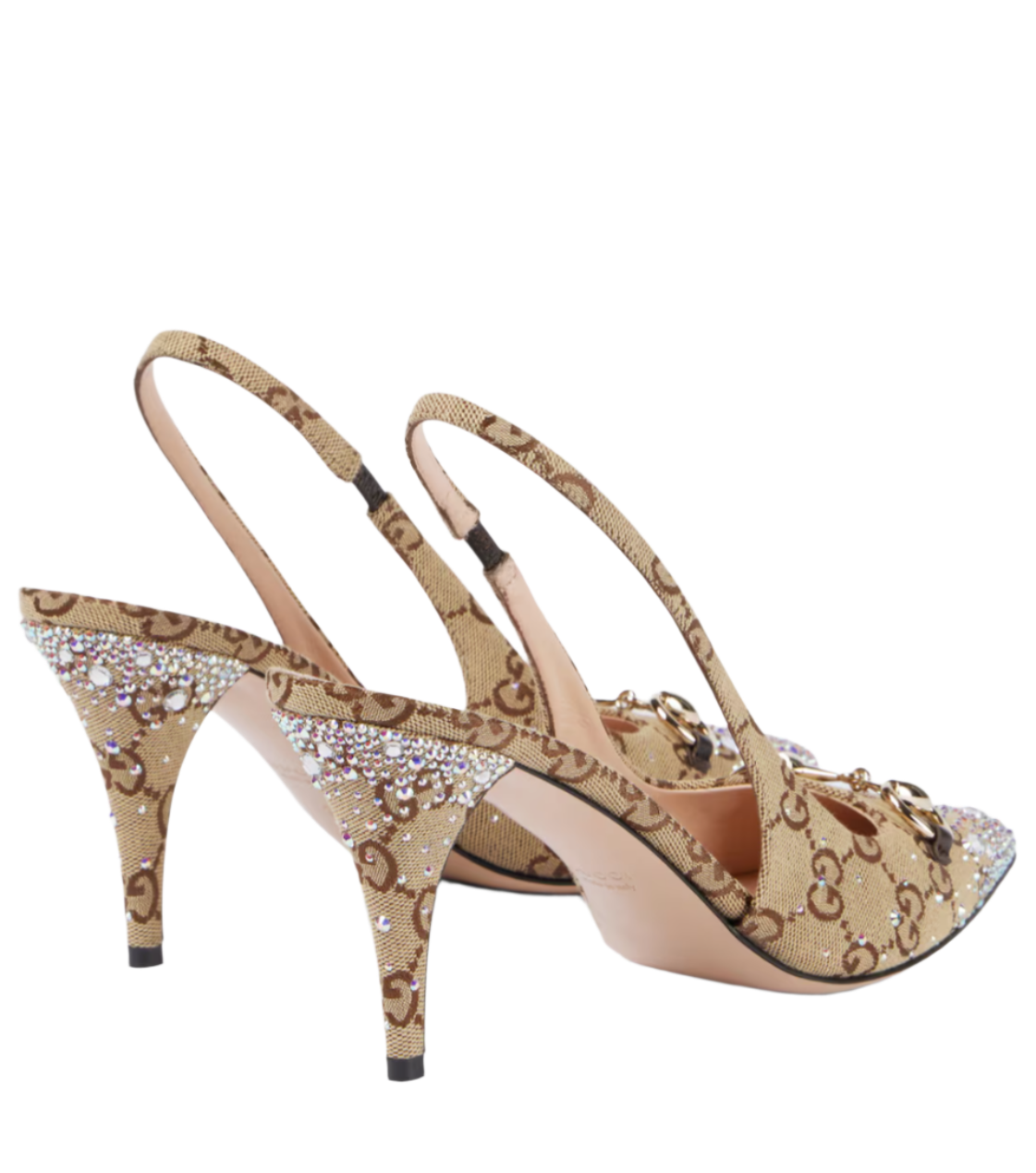 Horsebit GG Canvas crystal-embellished pumps