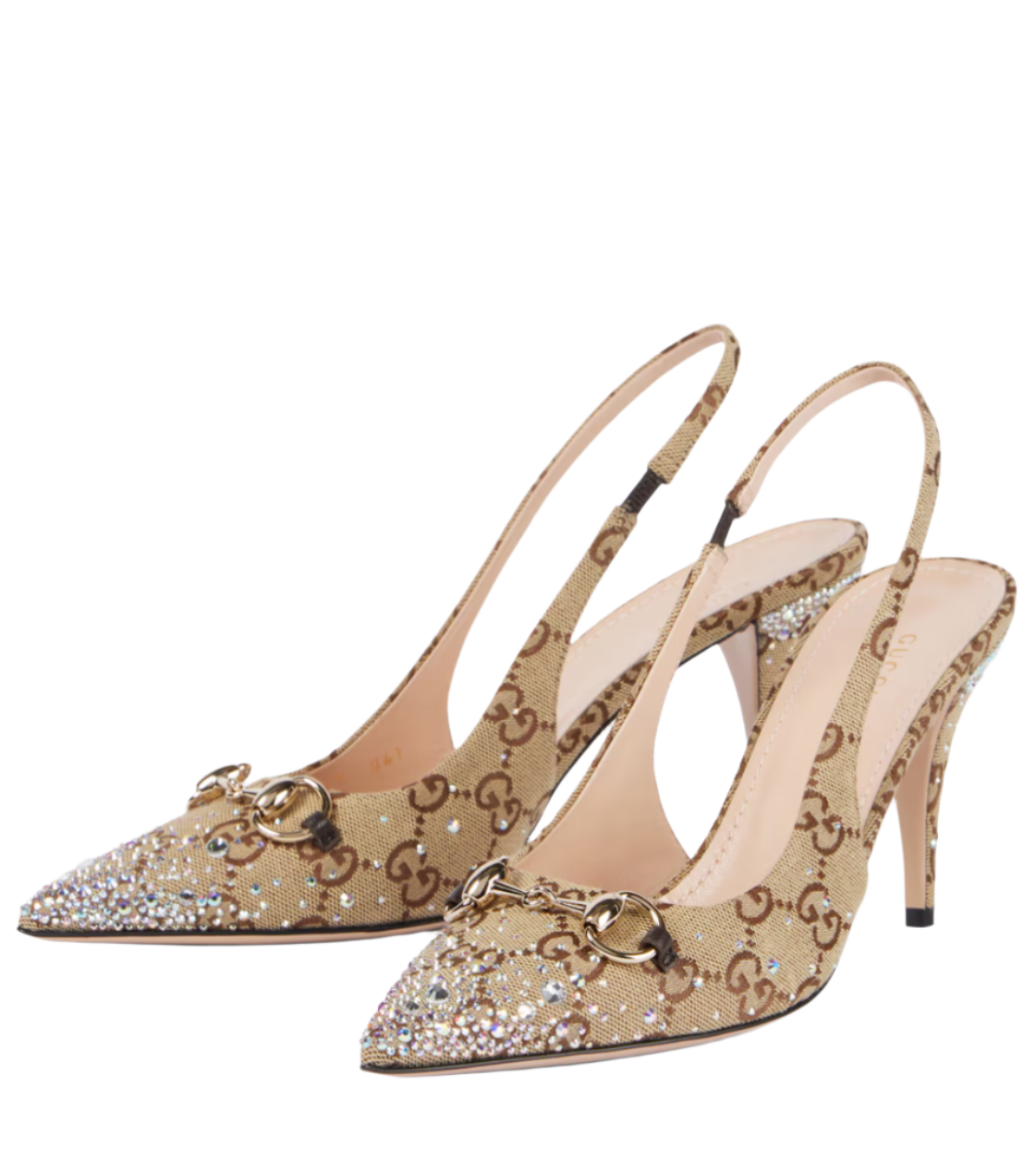 Horsebit GG Canvas crystal-embellished pumps