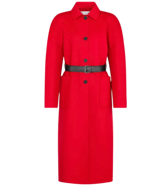 Long Wool Coat with Belt