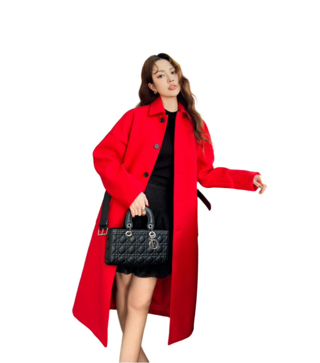 Long Wool Coat with Belt