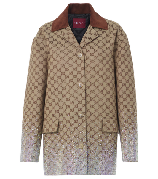 GG Canvas embellished cotton-blend coat